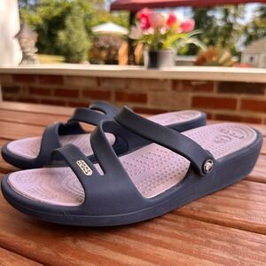 Crocs Women's Size 7 Navy Blue Lightweight Comfort Slide Sandals